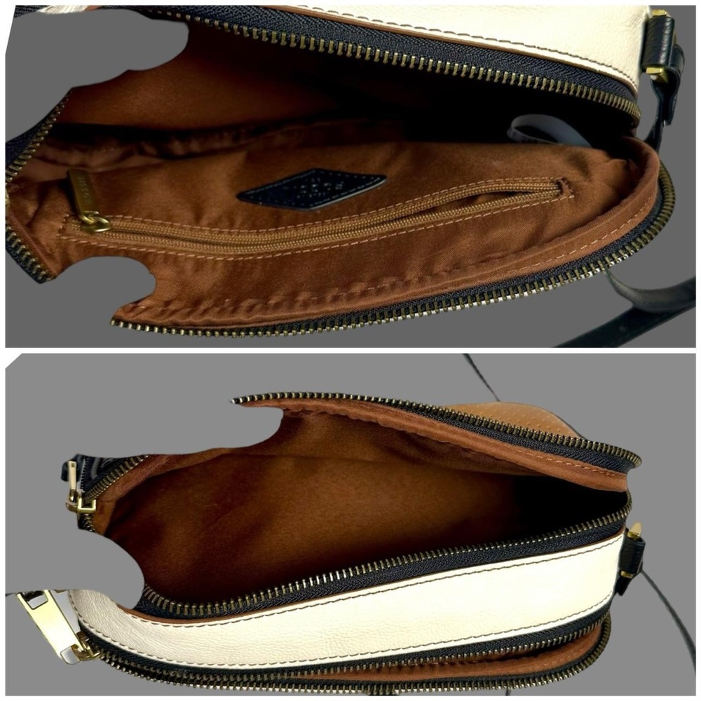 Fossil leather double zipper camera crossbody / shoulder bag - Picture 5 of 8